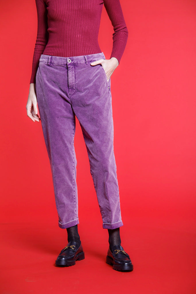 New York Cozy pantalone chino donna in velluto mille righe relaxed