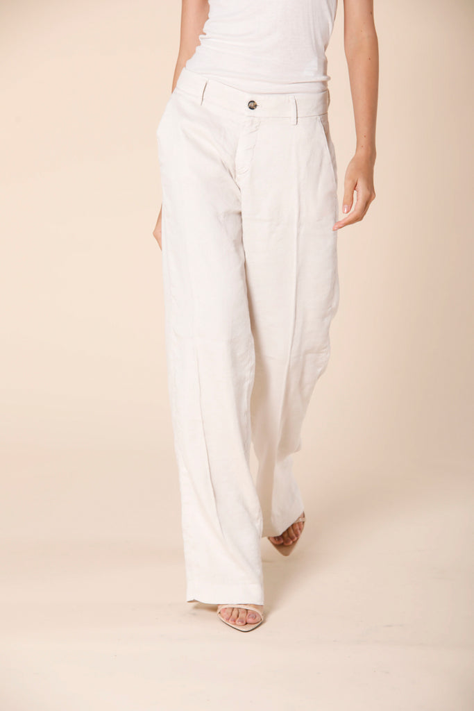 Immagine 1 di pantalone chino donna in misto lino color stucco modello New York Straight di Mason's