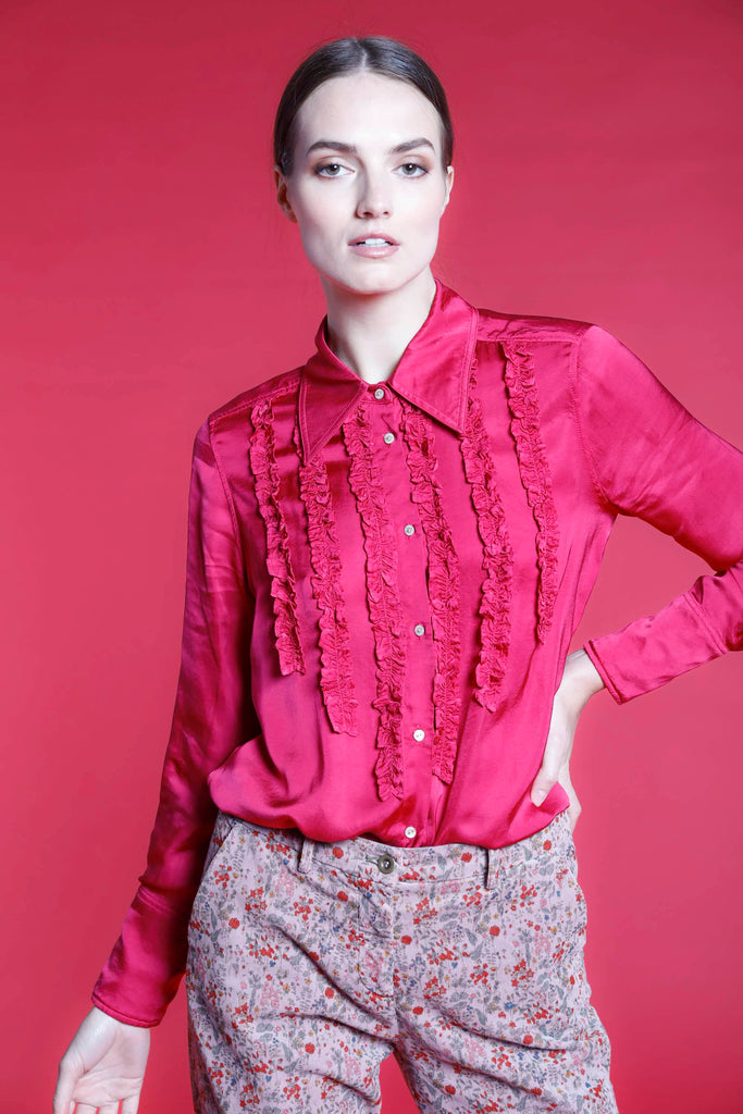 Immagine 1 di camicia donna in viscosa fuxia con rouches modello Nicole Nas di Mason's