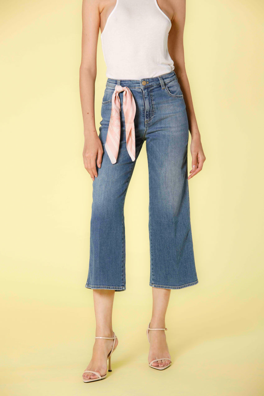 image 1 de pantalon femme 5 poches en denim modèle samantha en bleu marine de mason's