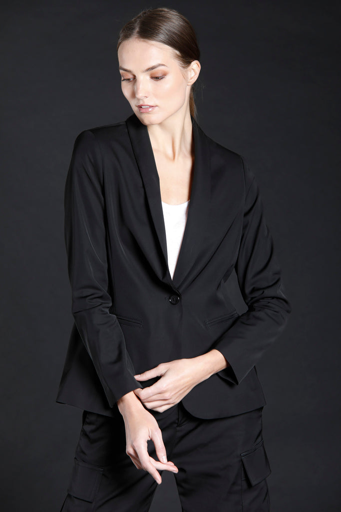 immagine 1 di blazer donna in raso stretch colore nero modello Smocking di Mason's 