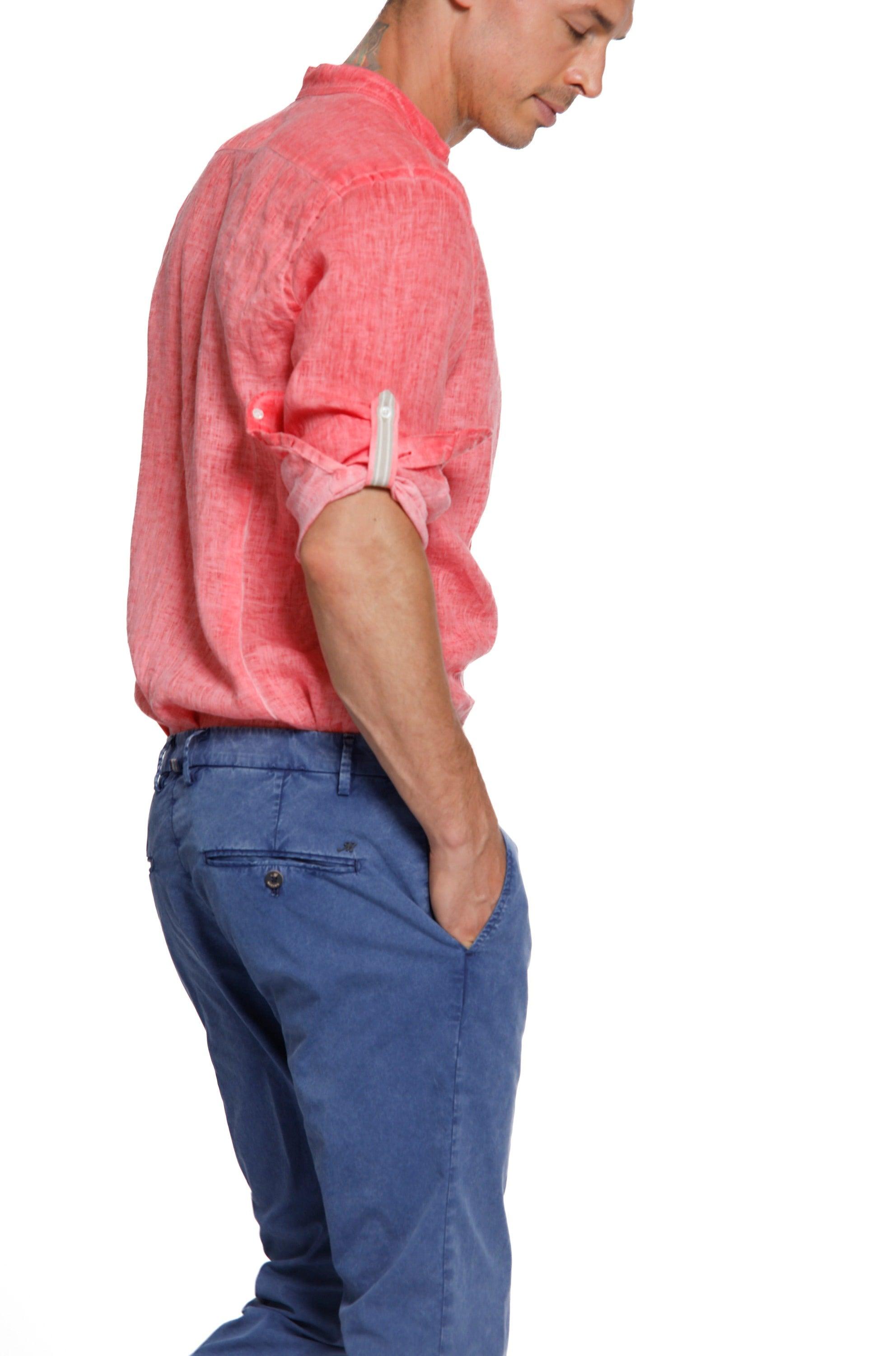 Torino camicia da uomo a manica lunga in lino con nastrini - Mason's