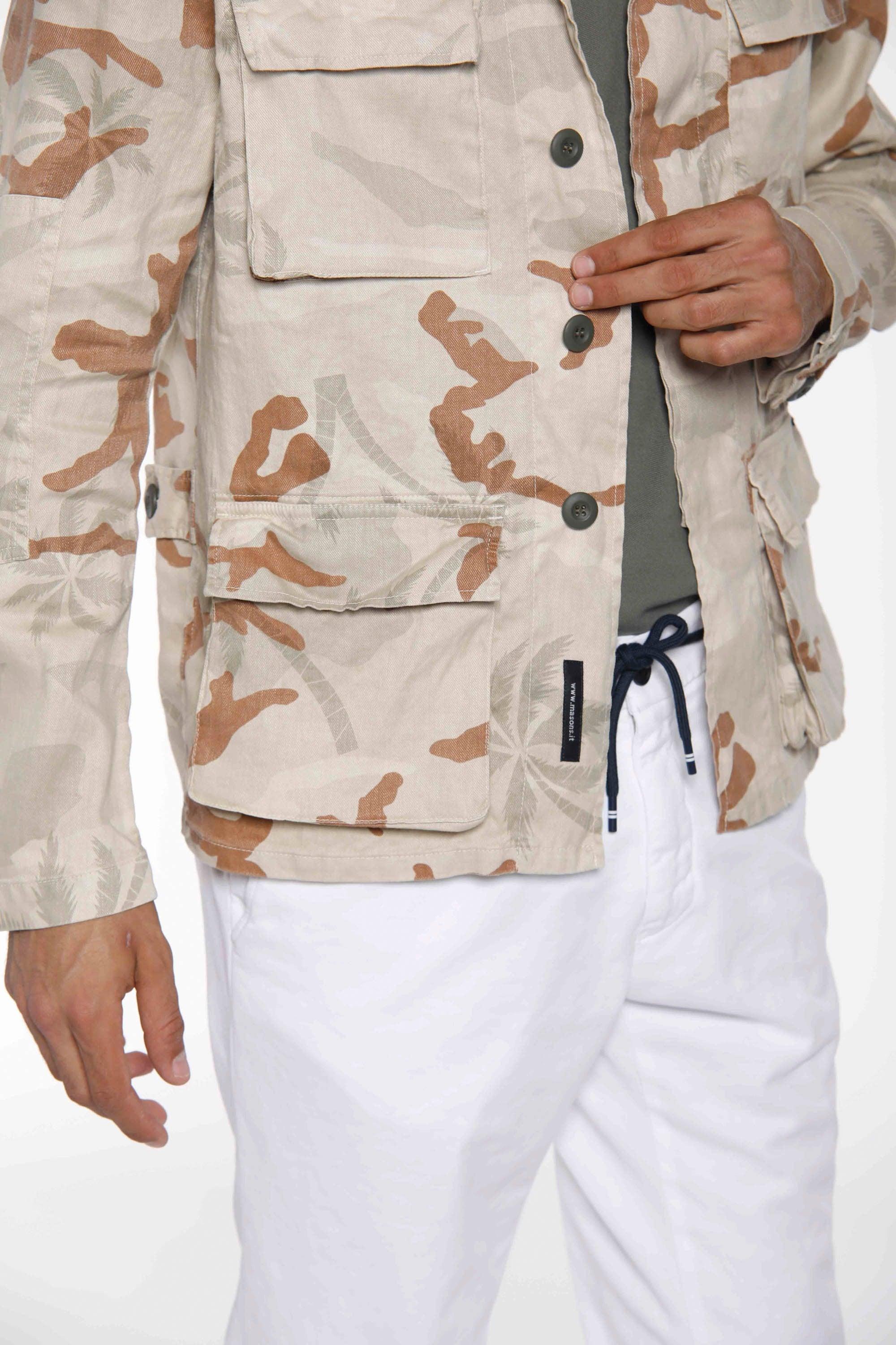 Flyshirt giacca camicia da uomo in lino camouflage con palme - Mason's