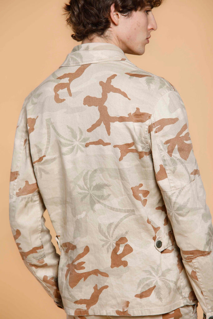 Flyshirt giacca camicia da uomo in lino camouflage con palme