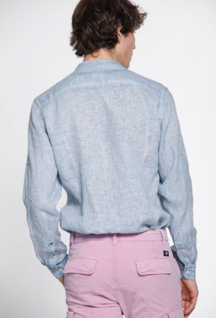 Porto camicia uomo con collo coreana in lino con nastrini "tinto freddo" - Mason's 