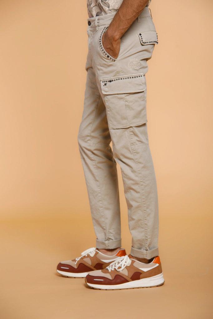 Chile pantalone cargo uomo in twill di cotone con borchie extra slim