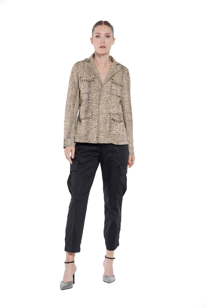 Elba field jacket da donna in cotone stampa animalier con borchie - Mason's 