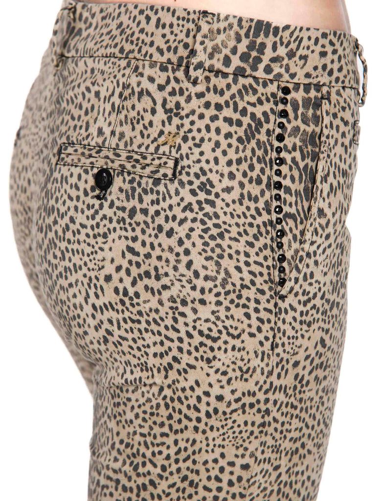 Jaqueline Capri pantalone chino capri donna in cotone animalier curvy