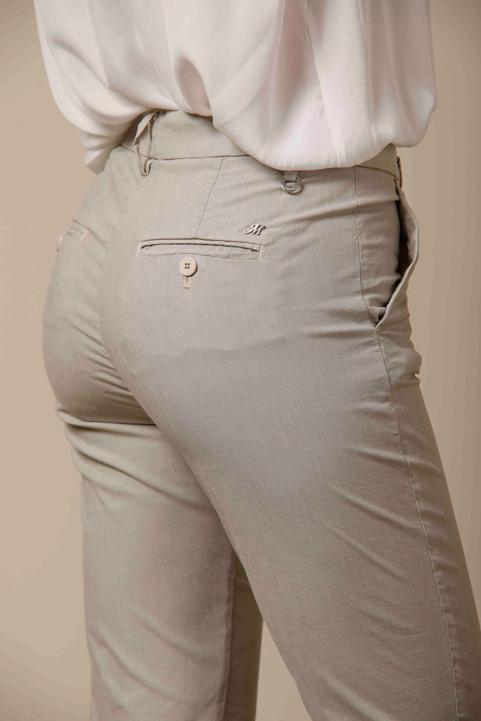 New York Slim pantalone chino donna in tencel con riga bastoncino slim