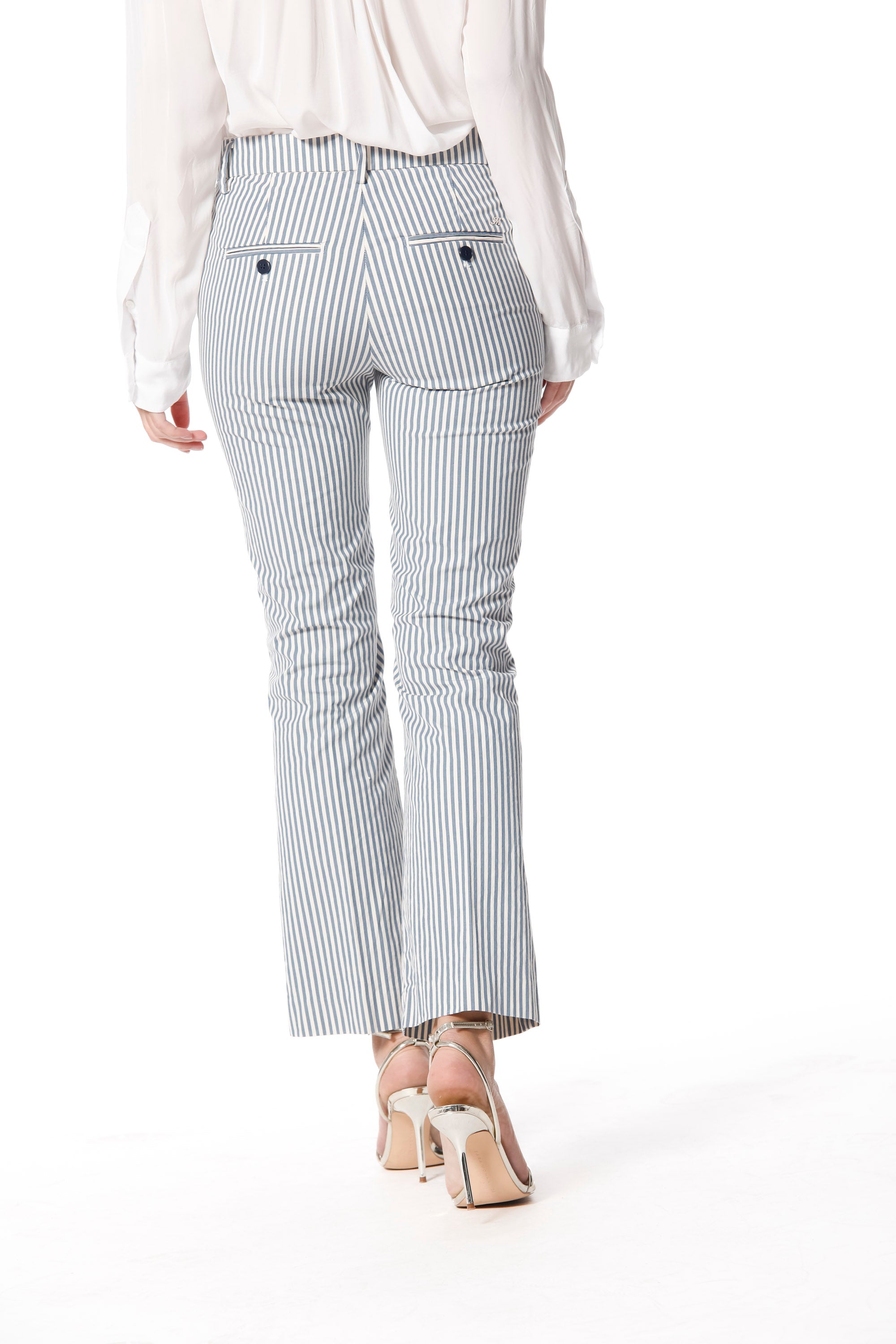 New York Trumpet woman chino pants in cotton with stripes pattern slim