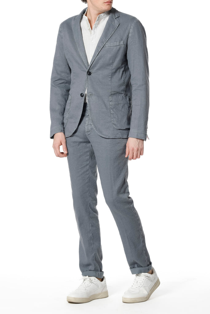 New York pantalone chino da uomo in lino e twill di cotone regular fit