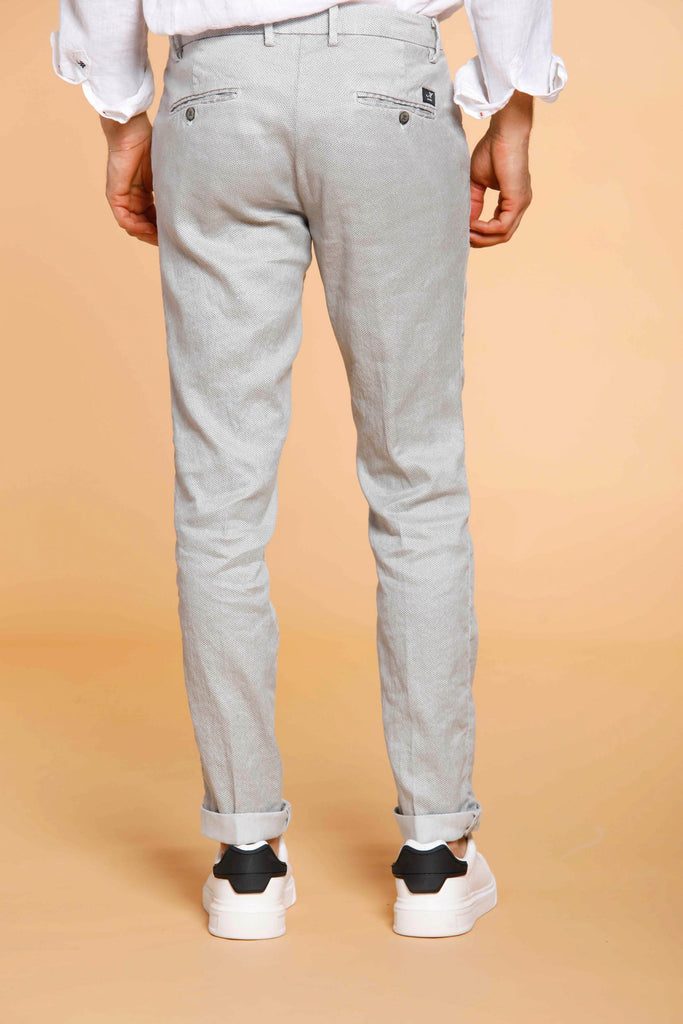 Milano Style pantalone chino uomo in lino con microstampa extra slim fit