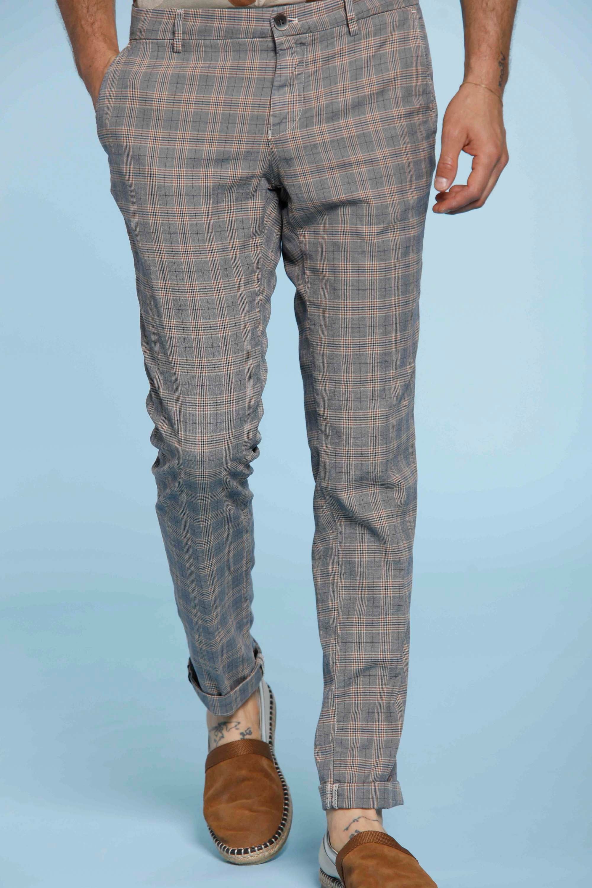 Milano Style pantalone chino uomo in tencel e cotone stampa galles extra slim