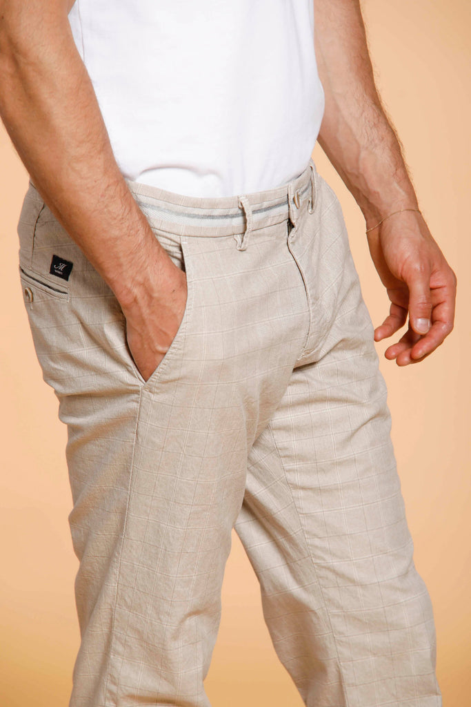 Torino Elegance pantalone chino uomo in cotone galles sfumato beige slim fit