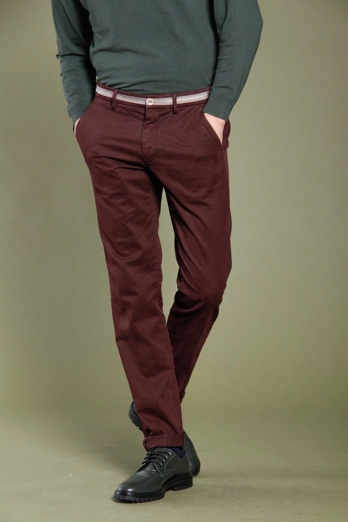 Torino Elegance pantalone chino uomo con nastro in cotone modal slim