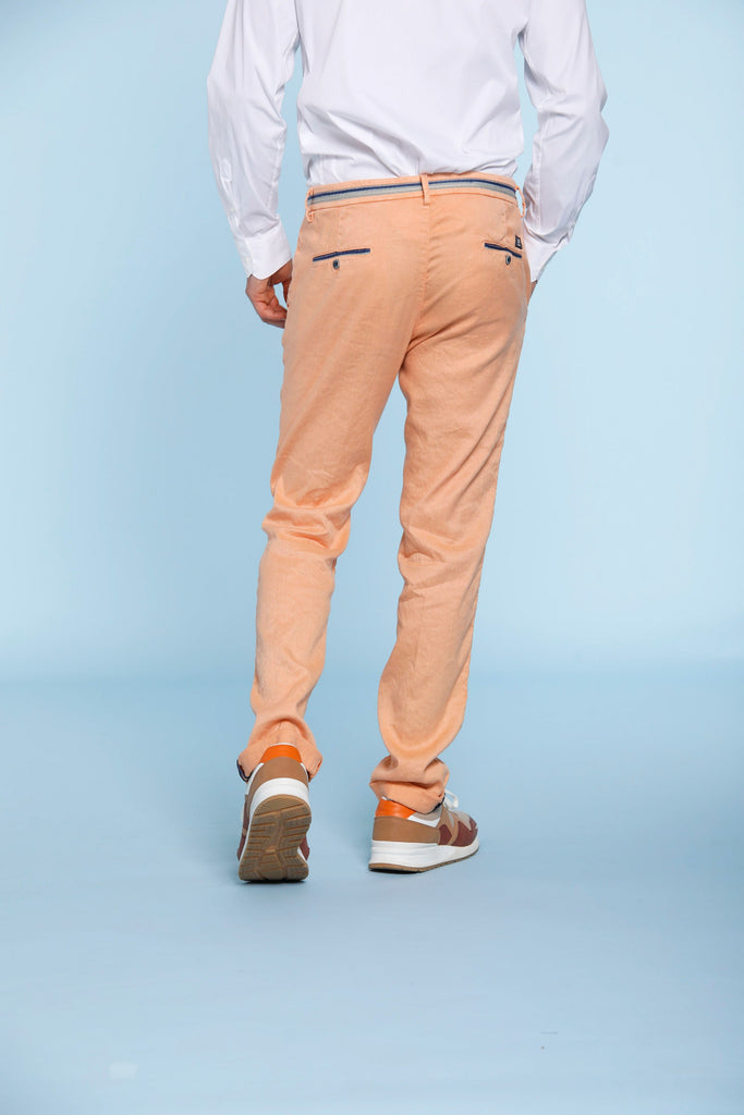 Torino Oxford pantalone chino uomo in lino e cotone con nastri slim fit