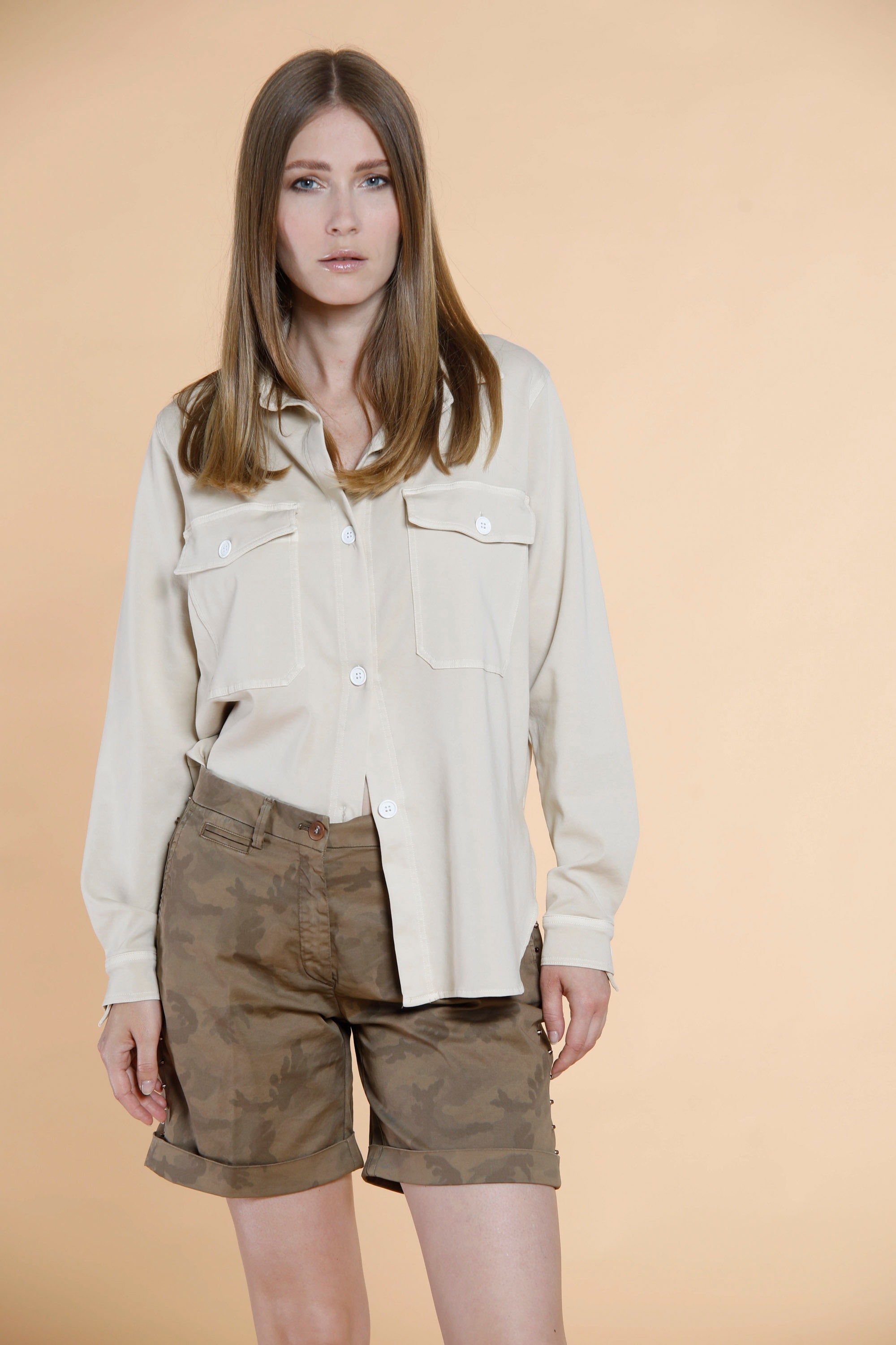 Cityfield woman field jacket in cotton and tencel with pockets