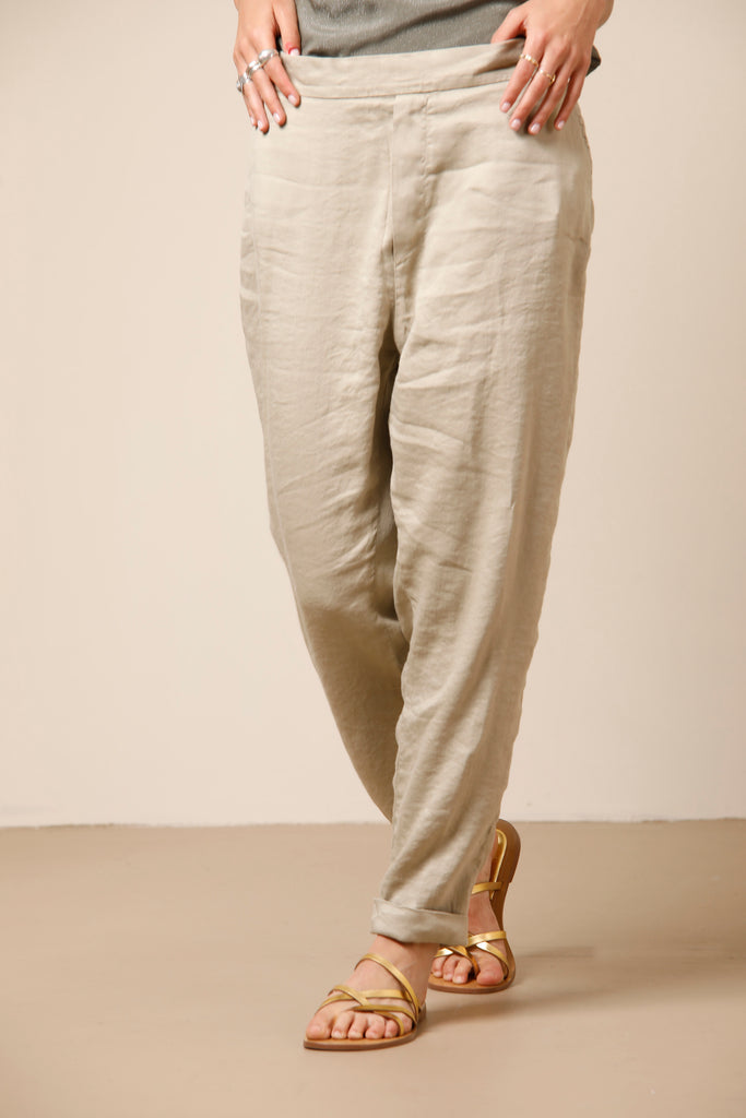 Malibu Jogger City pantalone chino donna in misto lino con coulisse relaxed