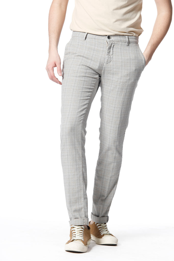 Milano Style pantalone chino uomo in cotone galles mouliné extra slim fit