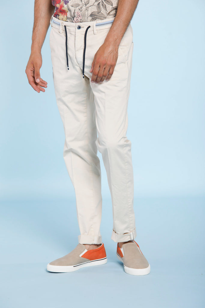 Torino Rainbow pantalone chino uomo in gabardina stretch con nastri slim fit